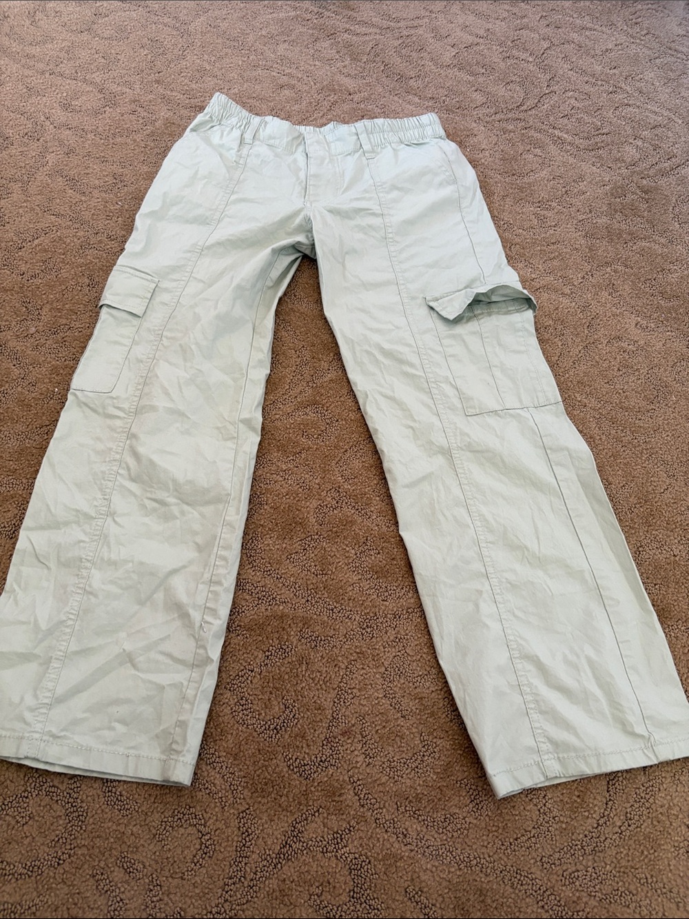 Girls Light Sage Cargo Pants - Casual Utility Style
